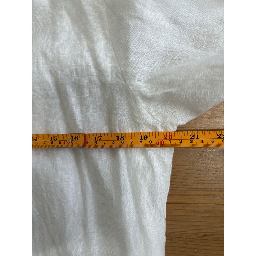 Quince White 100% European Linen Popover Mini Dress M Coastal Vacation Resort - Picture 6 of 8